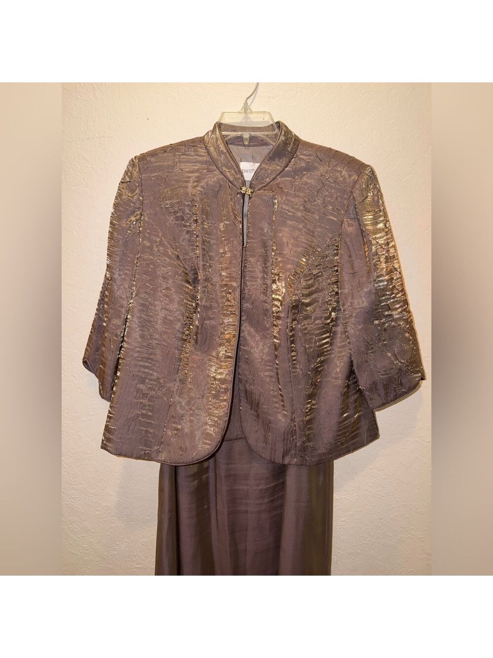 David's Bridal Dress and Jacket Mother of the Bride Groom Dress Bown Bronze - Picture 5 of 14